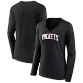Houston Rockets Women's Alternate Logo V-Neck Long Sleeve T-Shirt Black