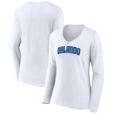 Orlando Magic Women's Alternate Logo V-Neck Long Sleeve T-Shirt White