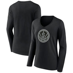 San Antonio Spurs Women's Alternate Logo V-Neck Long Sleeve T-Shirt Black