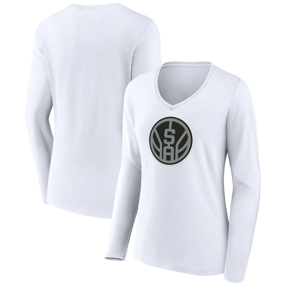 San Antonio Spurs Women's Alternate Logo V-Neck Long Sleeve T-Shirt White