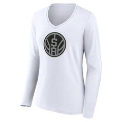 San Antonio Spurs Women's Alternate Logo V-Neck Long Sleeve T-Shirt White