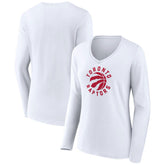 Toronto Raptors Women's Alternate Logo V-Neck Long Sleeve T-Shirt White