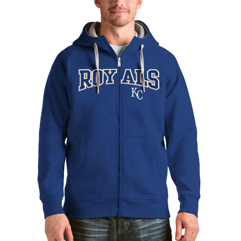 Kansas City Royals Antigua Team Logo Victory Full-Zip Hoodie - Royal Hoodies