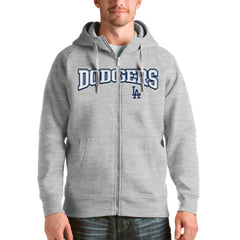 Los Angeles Dodgers Antigua Team Logo Victory Full-Zip Hoodie - Heather Gray Hoodies