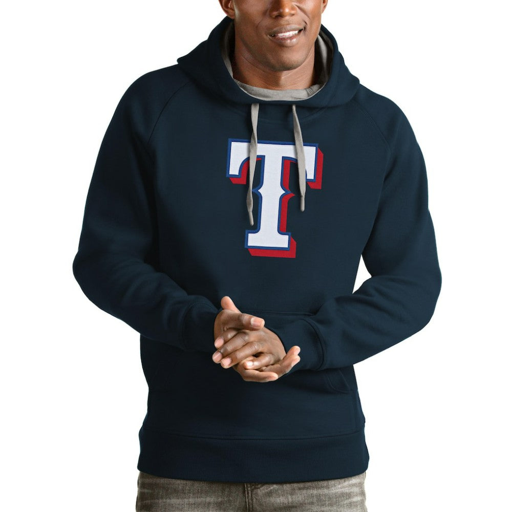 Texas Rangers Antigua Victory Pullover Team Logo Hoodie - Navy Hoodies