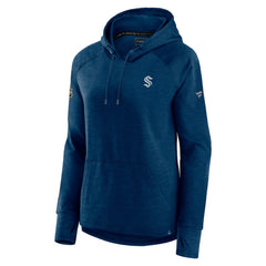NHL Seattle Kraken Fanatics Women's Authentic Pro Pullover Hoodie - Heather Deep Sea Blue