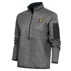 NHL Anaheim Ducks Antigua Women's Team Logo Fortune Quarter-Zip Jacket - Heather Charcoal