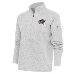 NHL Columbus Blue Jackets Antigua Women's Team Logo Fortune Quarter-Zip Jacket - Heather Gray