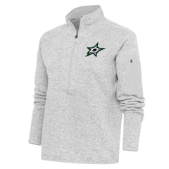 NHL Dallas Stars Antigua Women's Team Logo Fortune Quarter-Zip Jacket - Heather Gray