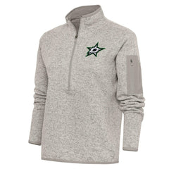NHL Dallas Stars Antigua Women's Team Logo Fortune Quarter-Zip Jacket - Oatmeal