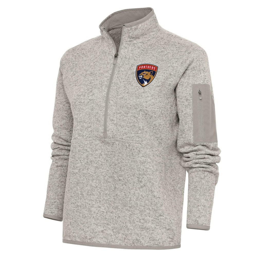 NHL Florida Panthers Antigua Women's Team Logo Fortune Quarter-Zip Jacket - Oatmeal