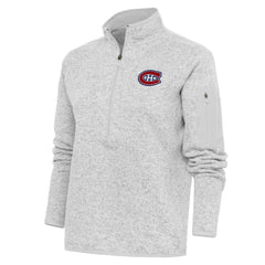 NHL Montreal Canadiens Antigua Women's Team Logo Fortune Quarter-Zip Jacket - Heather Gray