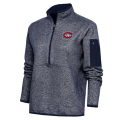 NHL Montreal Canadiens Antigua Women's Team Logo Fortune Quarter-Zip Jacket - Heather Navy