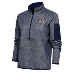 NHL Nashville Predators Antigua Women's Team Logo Fortune Quarter-Zip Jacket - Heather Navy