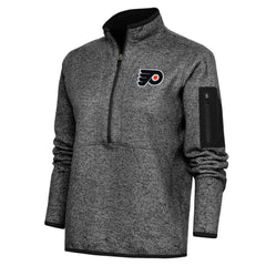 NHL Philadelphia Flyers Antigua Women's Team Logo Fortune Quarter-Zip Jacket - Heather Black