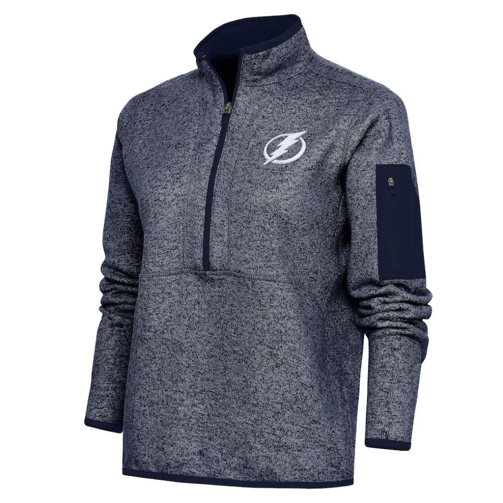 NHL Tampa Bay Lightning Antigua Women's Team Logo Fortune Quarter-Zip Jacket - Heather Navy