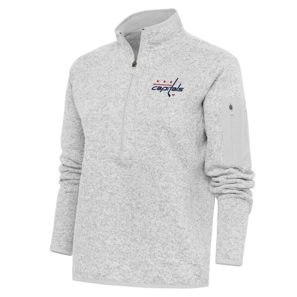 NHL Washington Capitals Antigua Women's Team Logo Fortune Quarter-Zip Jacket - Heather Gray