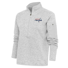 NHL Washington Capitals Antigua Women's Team Logo Fortune Quarter-Zip Jacket - Heather Gray