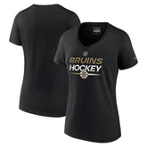NHL Boston Bruins Fanatics Women's Authentic Pro V-Neck T-Shirt - Black