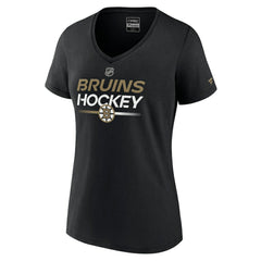 NHL Boston Bruins Fanatics Women's Authentic Pro V-Neck T-Shirt - Black