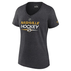 NHL Nashville Predators Fanatics Women's Authentic Pro Primary V-Neck T-Shirt - Heather Charcoal