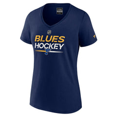 NHL St. Louis Blues Fanatics Women's Authentic Pro V-Neck T-Shirt - Navy