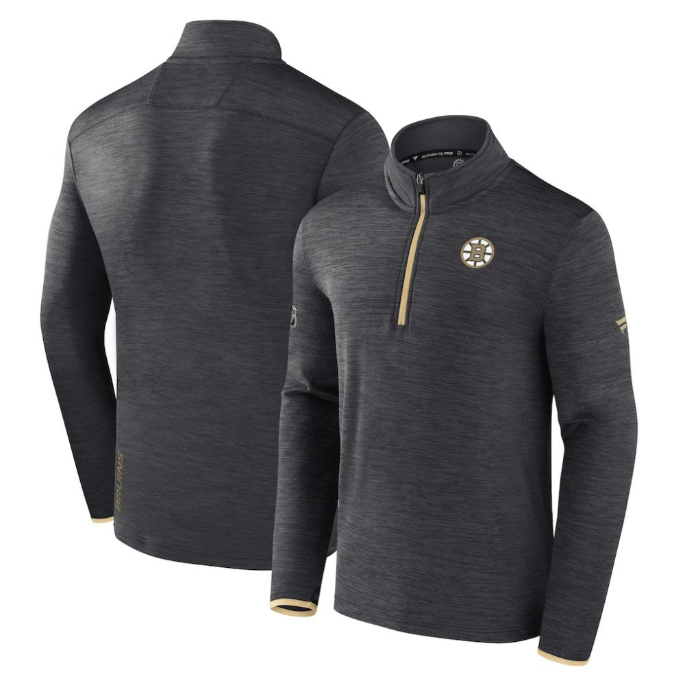 NHL Boston Bruins Fanatics Authentic Pro Quarter-Zip Pullover Top - Heather Charcoal