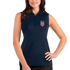 USWNT Antigua Women's Tribute Sleeveless Polo Navy sale