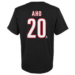 NHL Sebastian Aho Carolina Hurricanes Youth Player Name & Number T-Shirt - Black