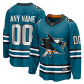 NHL,Custom San Jose Sharks Fanatics Home Breakaway Custom Jersey - Teal