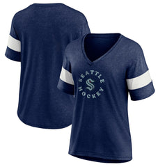 NHL Seattle Kraken Fanatics Women's Special Edition 2.0 Ring The Alarm V-Neck T-Shirt - Heather Navy