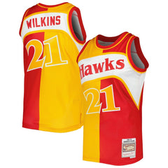 NBA Dominique Wilkins Atlanta Hawks Hardwood Classics 1986/87 Split Swingman Jersey - Yellow/Red