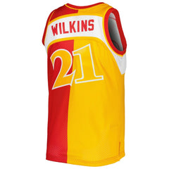 NBA Dominique Wilkins Atlanta Hawks Hardwood Classics 1986/87 Split Swingman Jersey - Yellow/Red