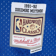 NBA Dikembe Mutombo Denver Nuggets Hardwood Classics 1991/92 Split Swingman Jersey sale - Royal/Gold