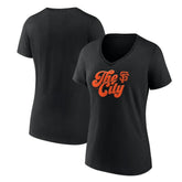 San Francisco Giants Women's Scripty City V-Neck T-Shirt - Black T-shirts