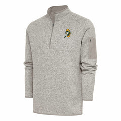 Green Bay Packers Antigua Throwback Fortune Quarter-Zip Pullover Jacket Oatmeal