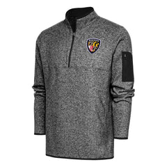 Baltimore Ravens Antigua Throwback Fortune Quarter-Zip Pullover Jacket Heather Black