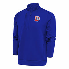 Denver Broncos Antigua Team Logo Throwback Generation Quarter-Zip Pullover Top Royal