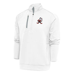 Cleveland Browns Antigua Team Logo Throwback Generation Quarter-Zip Pullover Top White
