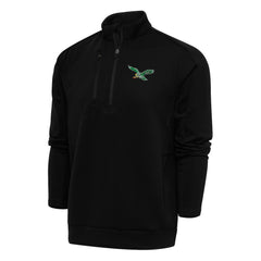 Philadelphia Eagles Antigua Team Logo Throwback Generation Quarter-Zip Pullover Top Black