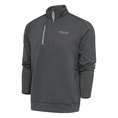 Minnesota Vikings Antigua Team Logo Throwback Generation Quarter-Zip Pullover Top Charcoal