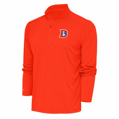 Denver Broncos Antigua Team Logo Throwback Tribute Quarter-Zip Pullover Top Orange