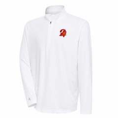 Tampa Bay Buccaneers Antigua Team Logo Throwback Tribute Quarter-Zip Pullover Top White