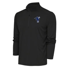 Indianapolis Colts Antigua Team Logo Throwback Tribute Quarter-Zip Pullover Top Charcoal