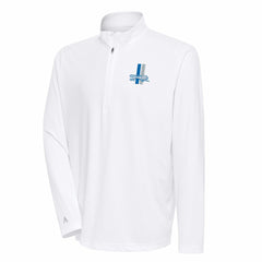 Detroit Lions Antigua Team Logo Throwback Tribute Quarter-Zip Pullover Top White