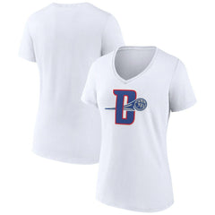 Detroit Pistons Women's Alternate Logo V-Neck T-Shirt White