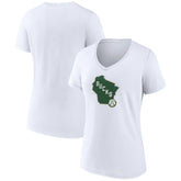 Milwaukee Bucks Women's Alternate Logo V-Neck T-Shirt White