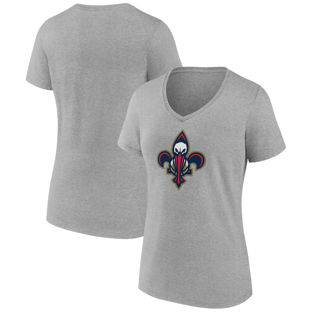 New Orleans Pelicans Women's Alternate Logo V-Neck T-Shirt Heather Gray