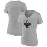 New Orleans Pelicans Women's Alternate Logo V-Neck T-Shirt Heather Gray