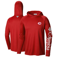 Cincinnati Reds Columbia Terminal Tackle Long Sleeve Hoodie T-Shirt - Red Hoodies
